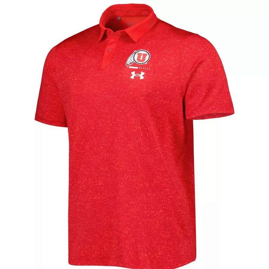 Tops * | Men'S Under Armour Red Utah Utes Static Performance Polo