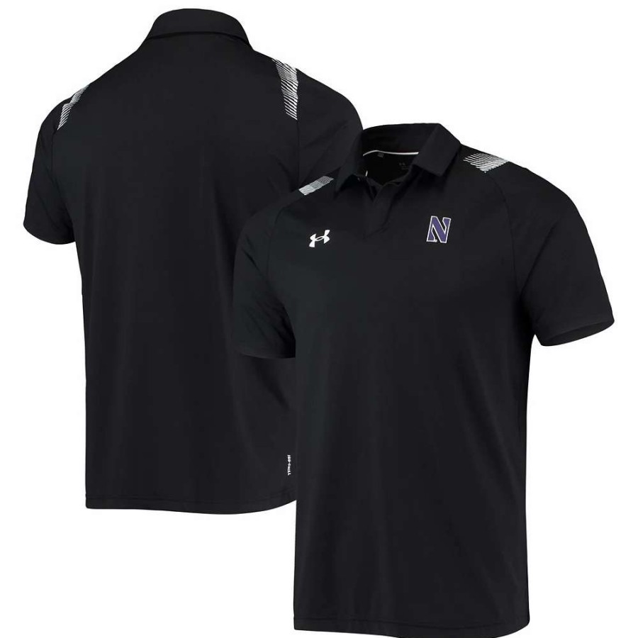 Tops * | Men'S Under Armour Black Northwestern Wildcats 2021 Sideline Performance Polo