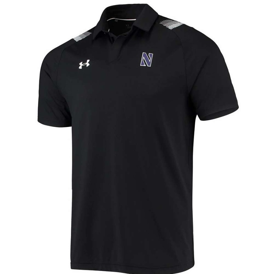 Tops * | Men'S Under Armour Black Northwestern Wildcats 2021 Sideline Performance Polo