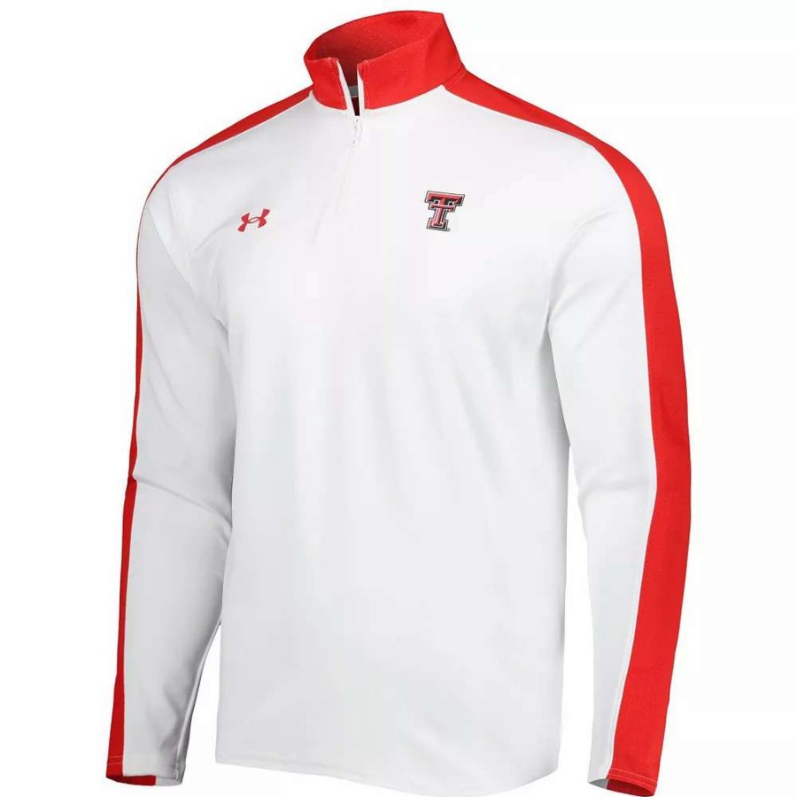 Outerwear * | Men'S Under Armour White Texas Tech Red Raiders Lightweight Mock Neck Performance Quarter-Zip Jacket