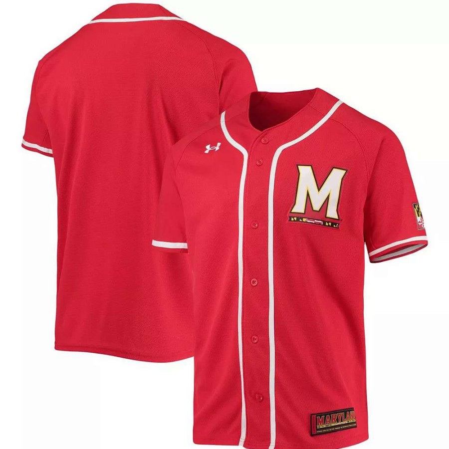 Tops * | Men'S Under Armour Red Maryland Terrapins Replica Baseball Jersey