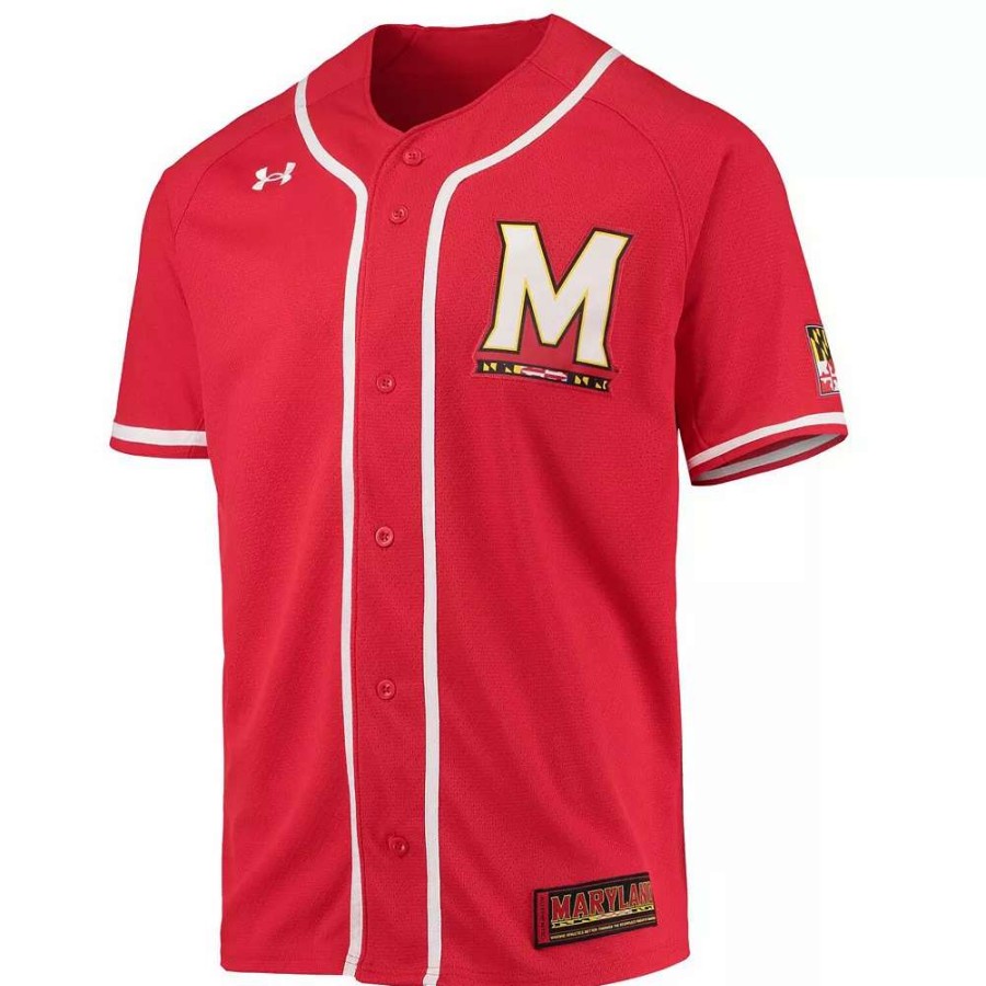 Tops * | Men'S Under Armour Red Maryland Terrapins Replica Baseball Jersey