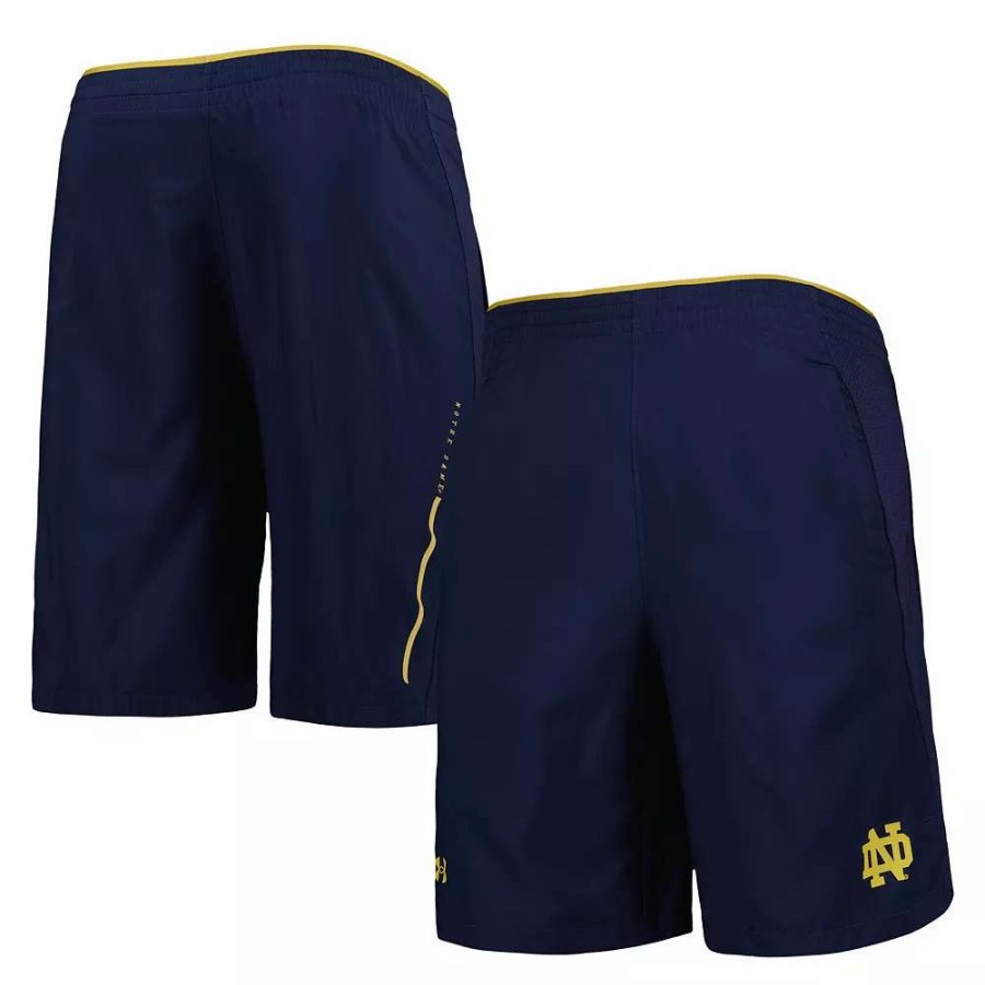 Bottoms * | Men'S Under Armour Navy Notre Dame Fighting Irish Woven Shorts