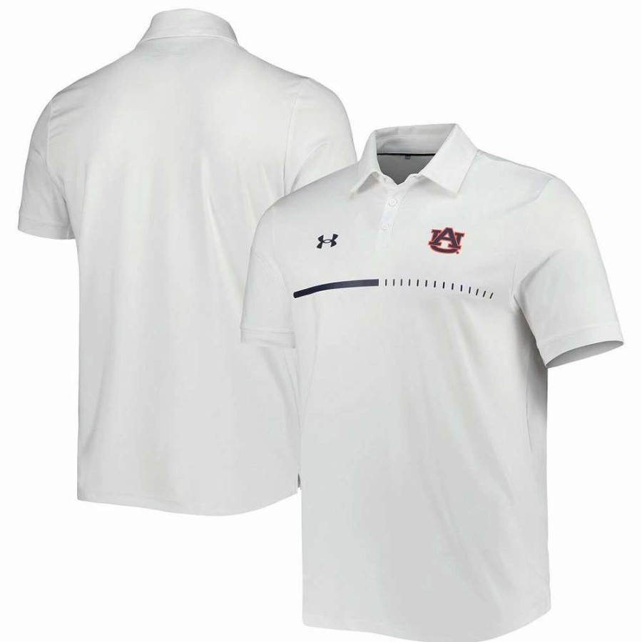 Tops * | Men'S Under Armour White Auburn Tigers Title Performance Polo