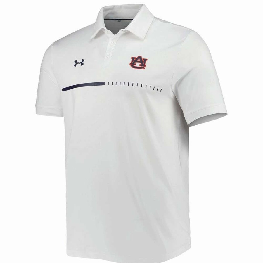 Tops * | Men'S Under Armour White Auburn Tigers Title Performance Polo