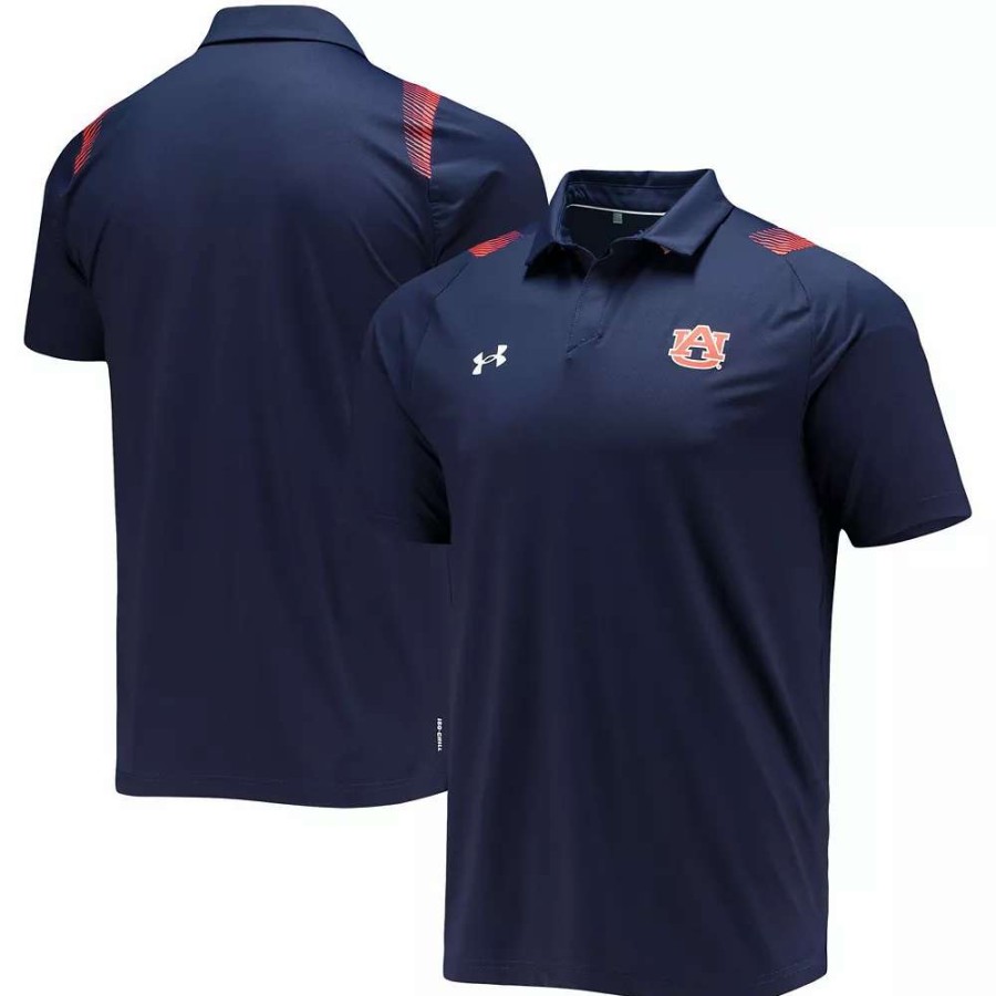 Tops * | Men'S Under Armour Navy Auburn Tigers 2021 Sideline Performance Polo