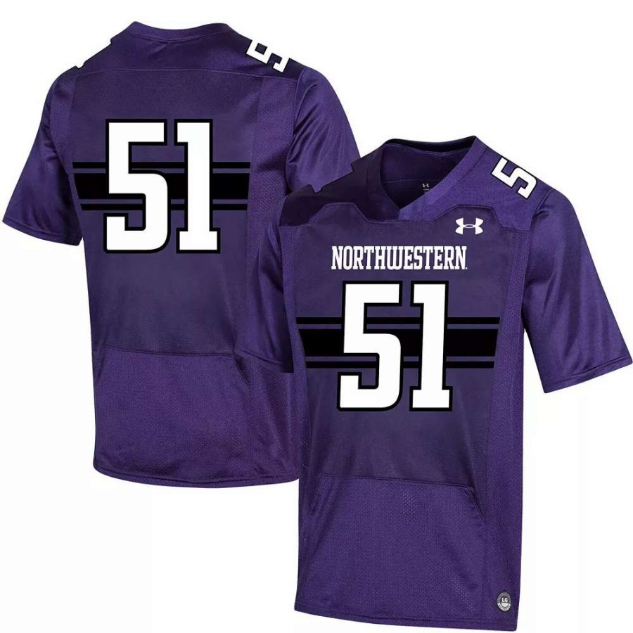 Tops * | Men'S Under Armour #51 Purple Northwestern Wildcats Replica Football Jersey