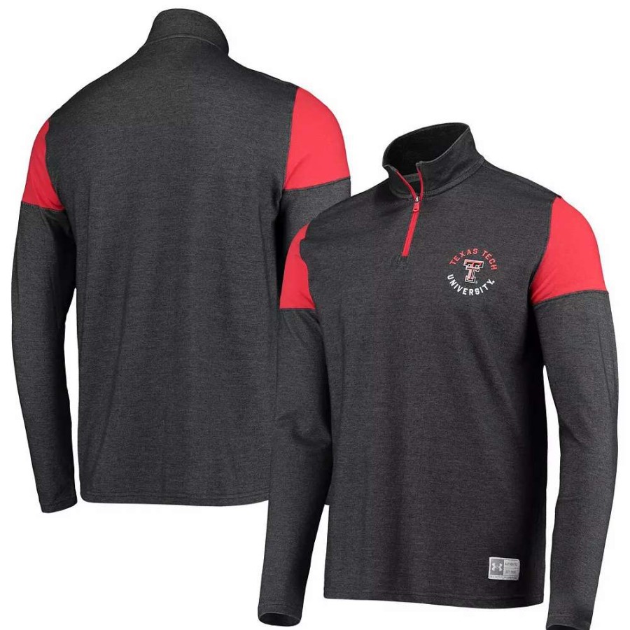 Outerwear * | Men'S Under Armour Heathered Charcoal Texas Tech Red Raiders Gameday Tri-Blend Quarter-Zip Jacket