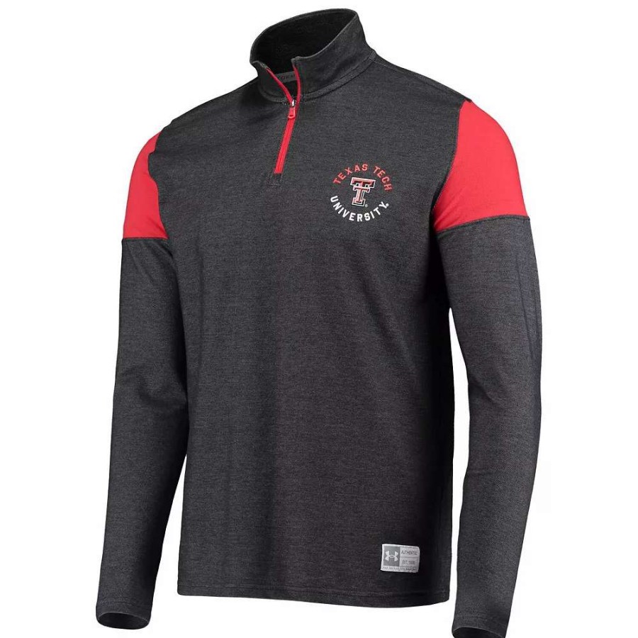 Outerwear * | Men'S Under Armour Heathered Charcoal Texas Tech Red Raiders Gameday Tri-Blend Quarter-Zip Jacket