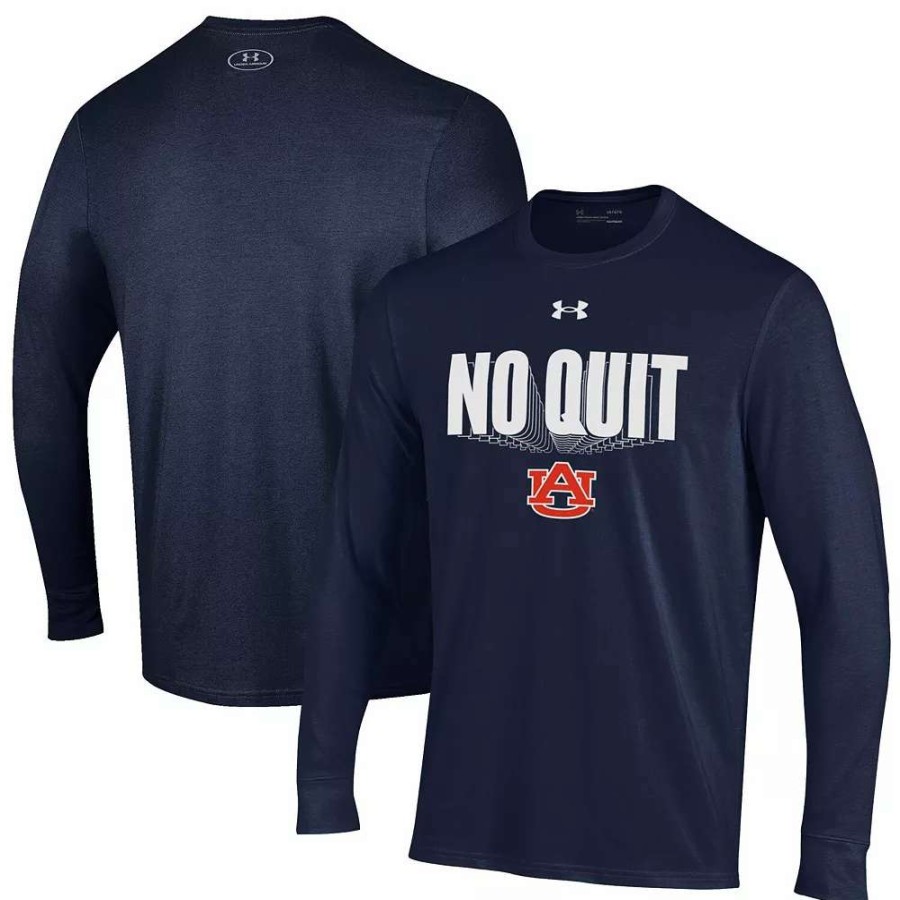 Tops * | Men'S Under Armour Navy Auburn Tigers Shooter Performance Long Sleeve T-Shirt