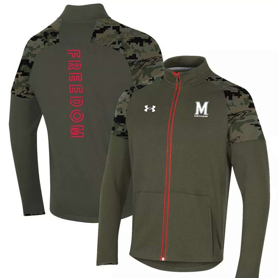 Outerwear * | Men'S Under Armour Olive Maryland Terrapins Freedom Full-Zip Fleece Jacket