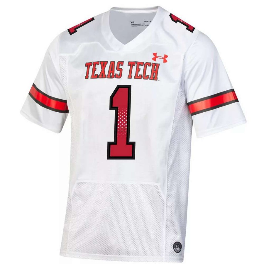 Tops * | Men'S Under Armour #1 White Texas Tech Red Raiders Throwback Replica Jersey