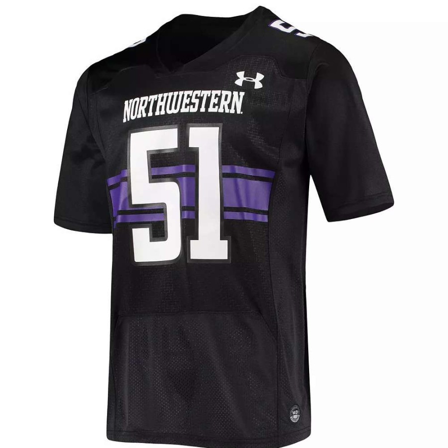 Tops * | Men'S Under Armour #51 Black Northwestern Wildcats Logo Replica Football Jersey