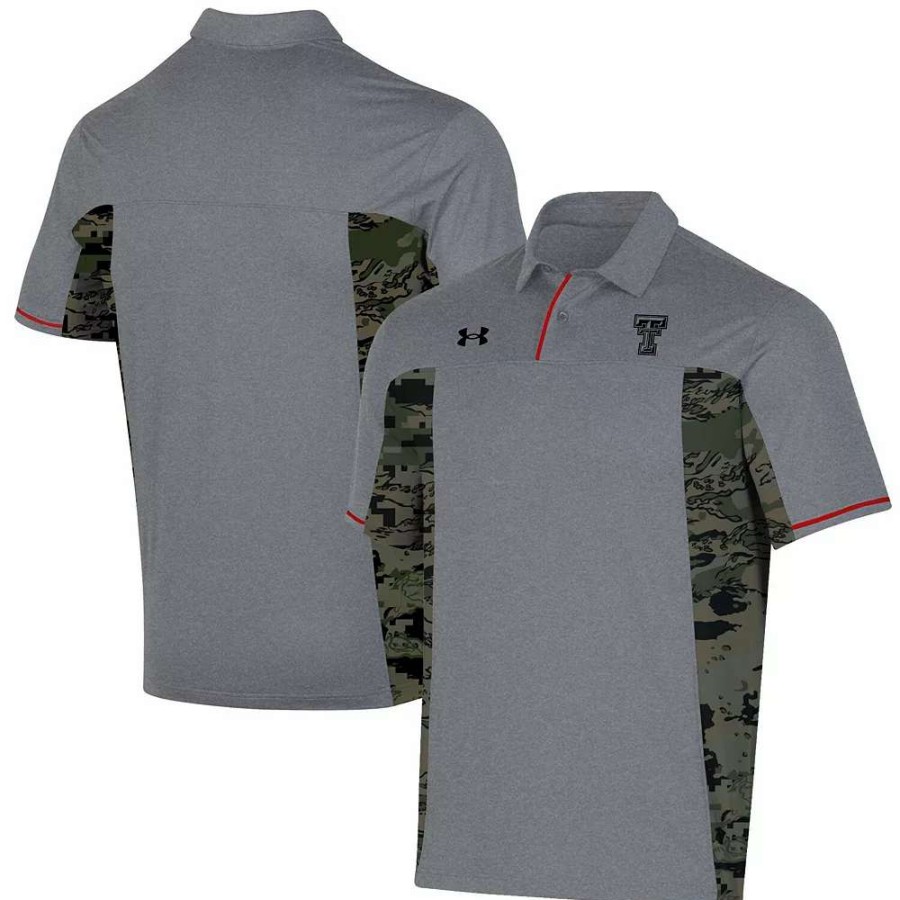 Tops * | Men'S Under Armour Gray Texas Tech Red Raiders Freedom Polo