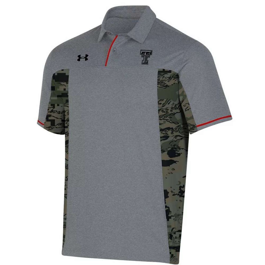 Tops * | Men'S Under Armour Gray Texas Tech Red Raiders Freedom Polo