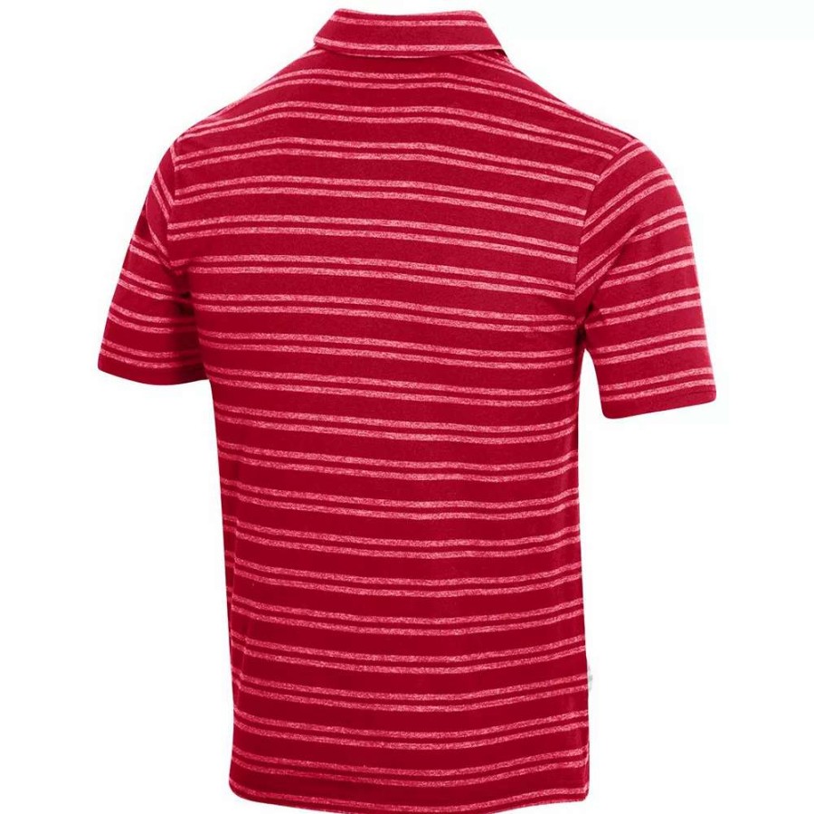 Tops * | Men'S Under Armour Red Maryland Terrapins Charged Cotton Stripe Tri-Blend Polo