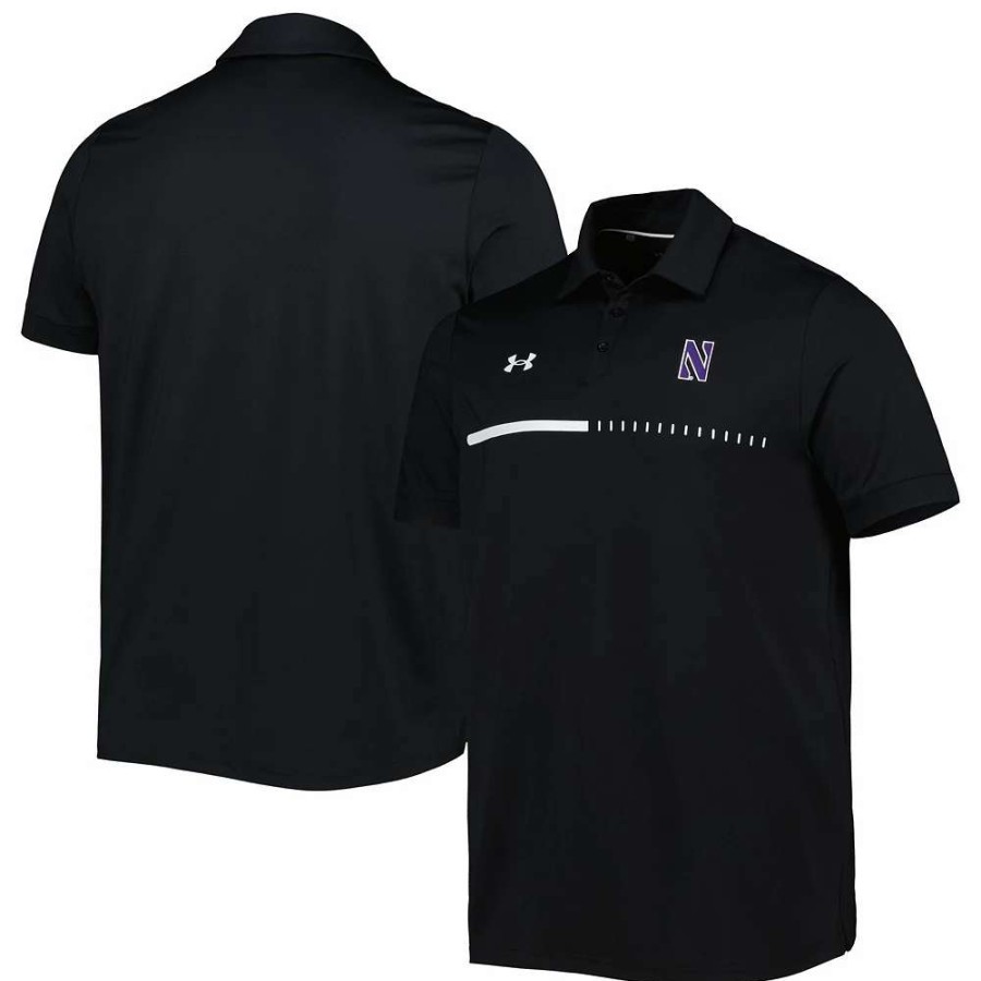 Tops * | Men'S Under Armour Black Northwestern Wildcats Title Performance Polo