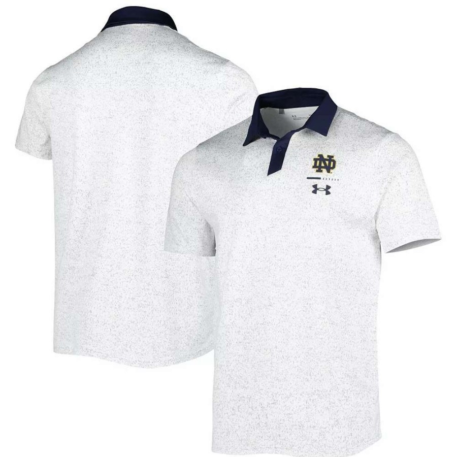 Tops * | Men'S Under Armour White Notre Dame Fighting Irish Static Performance Polo