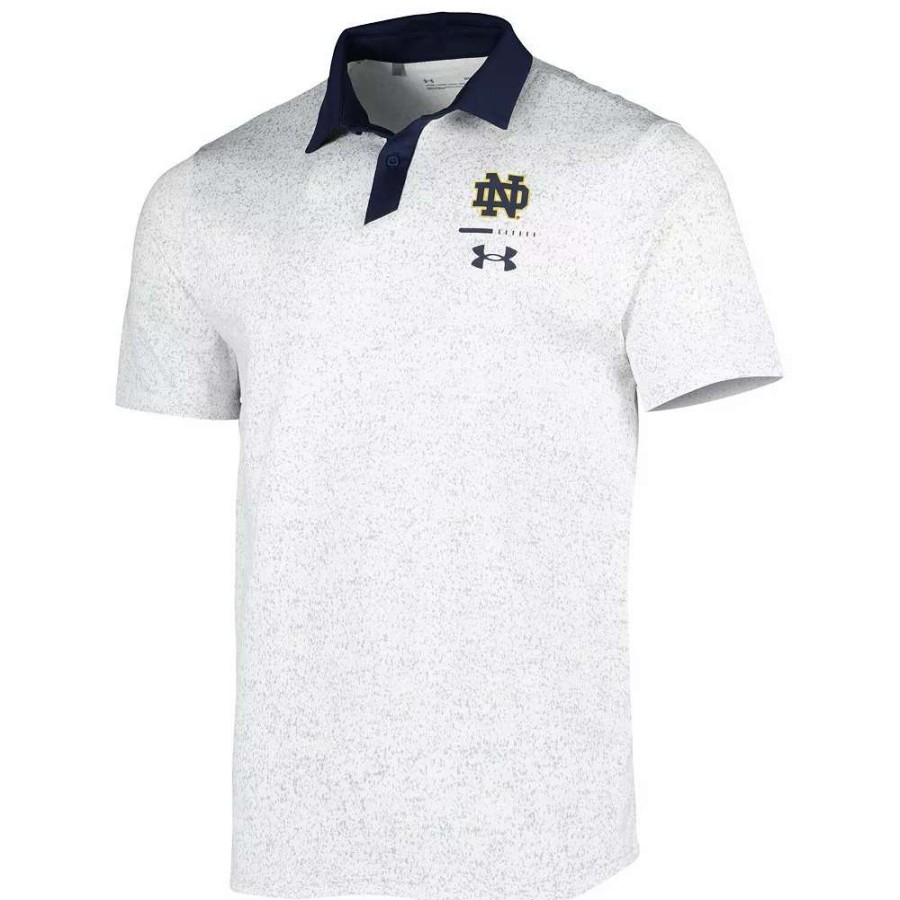 Tops * | Men'S Under Armour White Notre Dame Fighting Irish Static Performance Polo