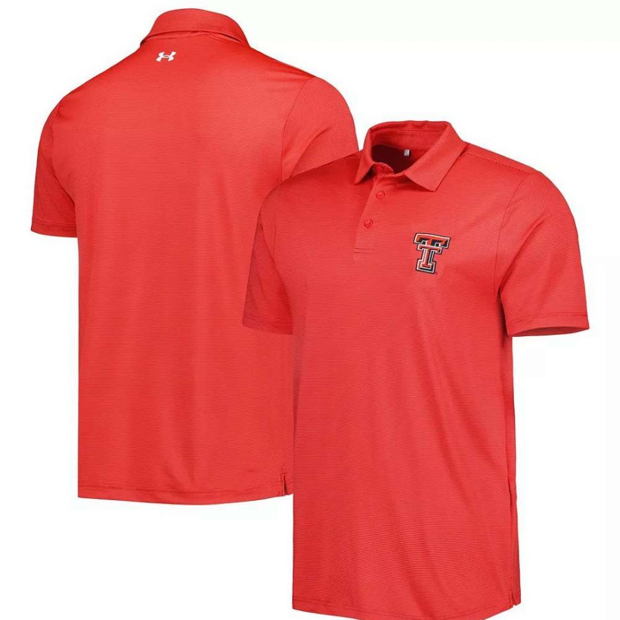 Tops * | Men'S Under Armour Red Texas Tech Red Raiders Green Trail Stripe Polo