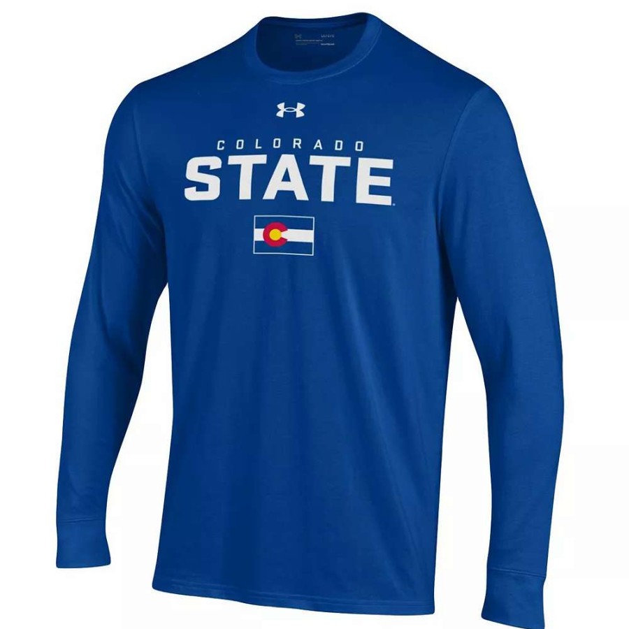 Tops * | Men'S Under Armour Royal Colorado State Rams Flag Sideline Performance Long Sleeve T-Shirt