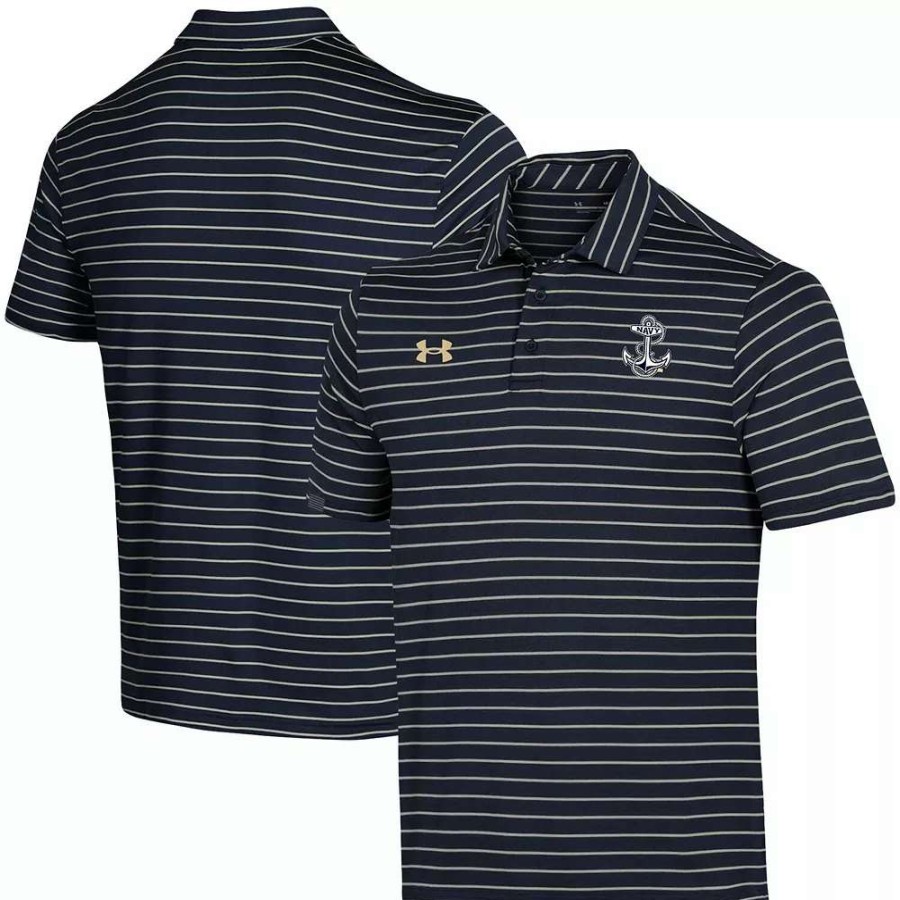 Tops * | Men'S Under Armour Navy Navy Midshipmen Early Season Coaches Sideline Polo