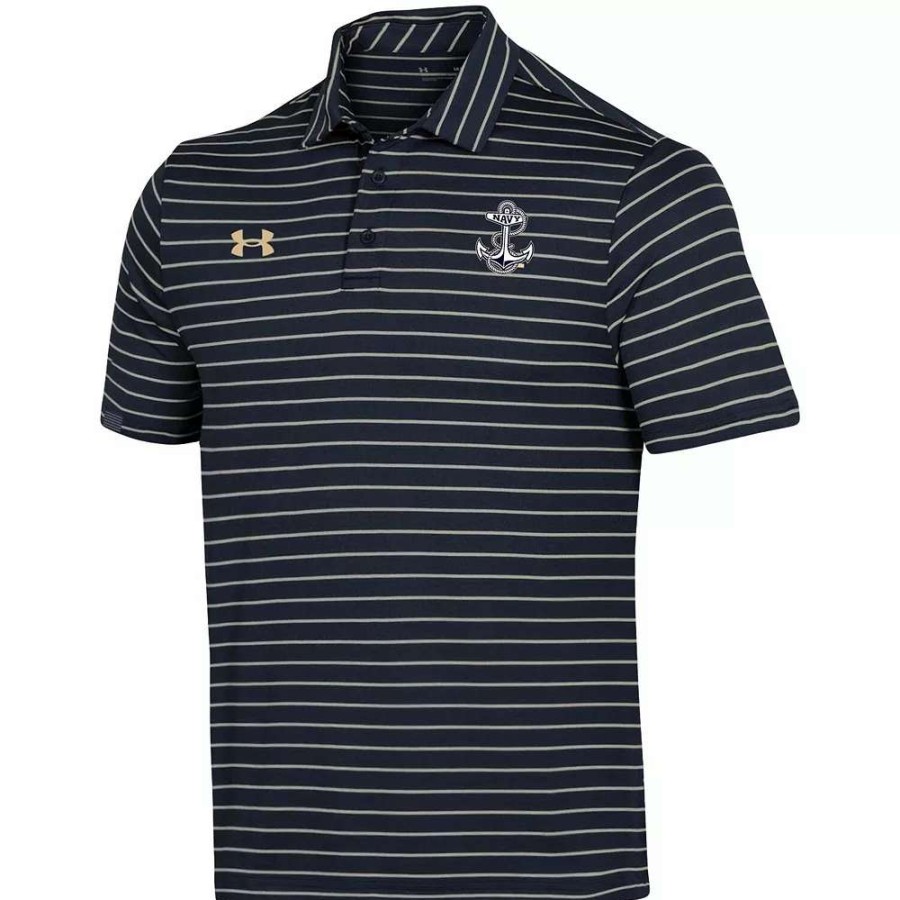 Tops * | Men'S Under Armour Navy Navy Midshipmen Early Season Coaches Sideline Polo