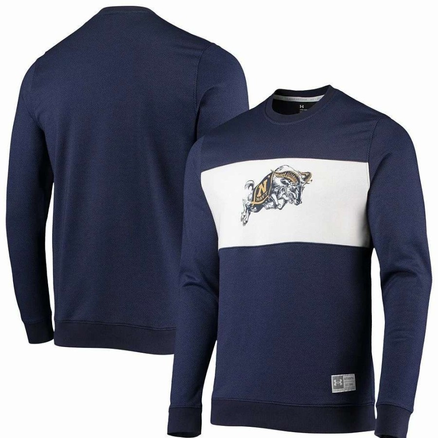 Tops * | Men'S Under Armour Navy Navy Midshipmen Game Day All Day Pullover Sweatshirt