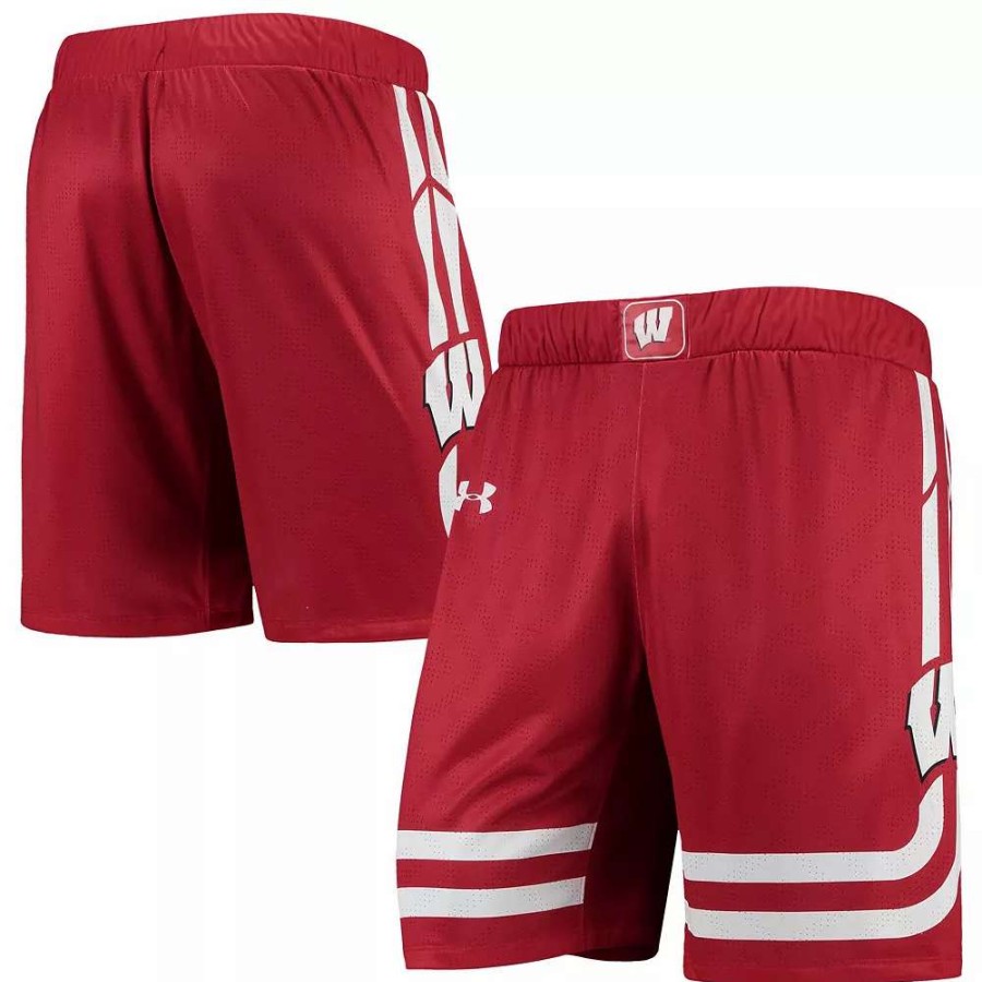 Bottoms * | Men'S Under Armour Red Wisconsin Badgers Replica Basketball Short