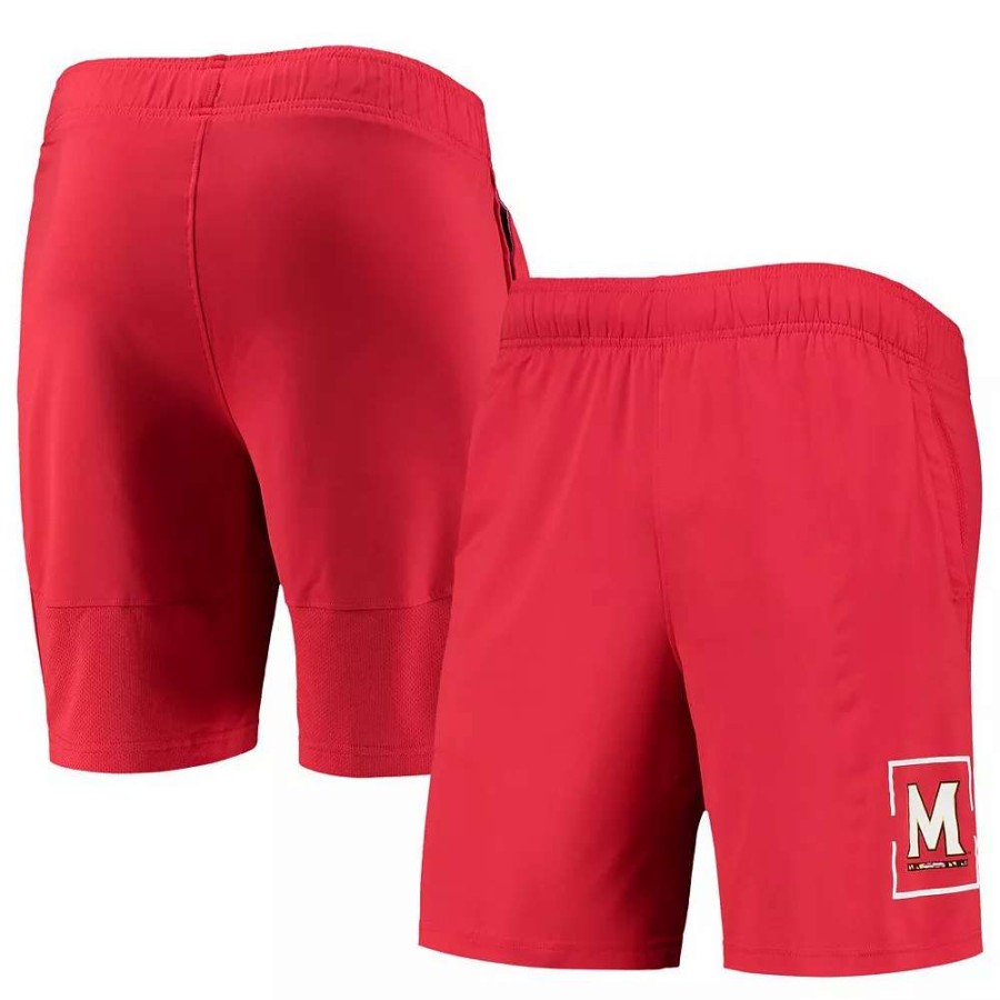 Bottoms * | Men'S Under Armour Red Maryland Terrapins Mesh Raid Performance Shorts