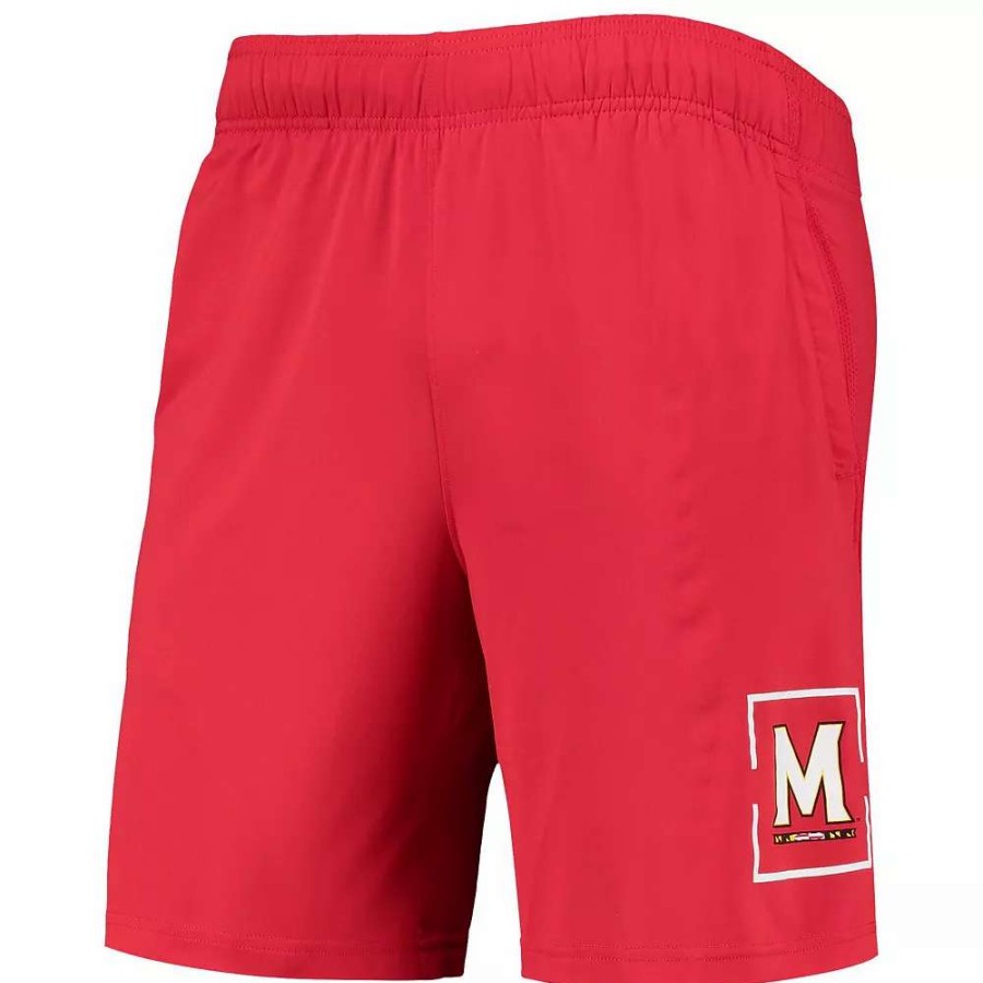 Bottoms * | Men'S Under Armour Red Maryland Terrapins Mesh Raid Performance Shorts