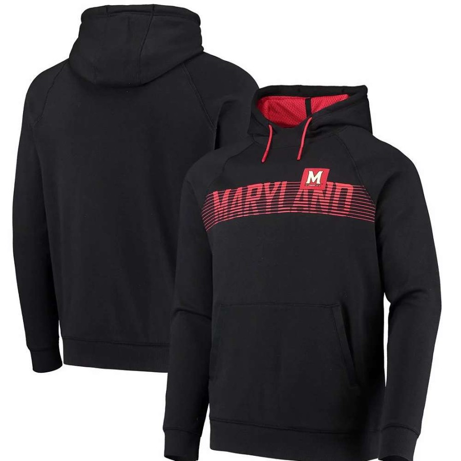 Tops * | Men'S Under Armour Black Maryland Terrapins 2021 Sideline Fleece Raglan Pullover Hoodie