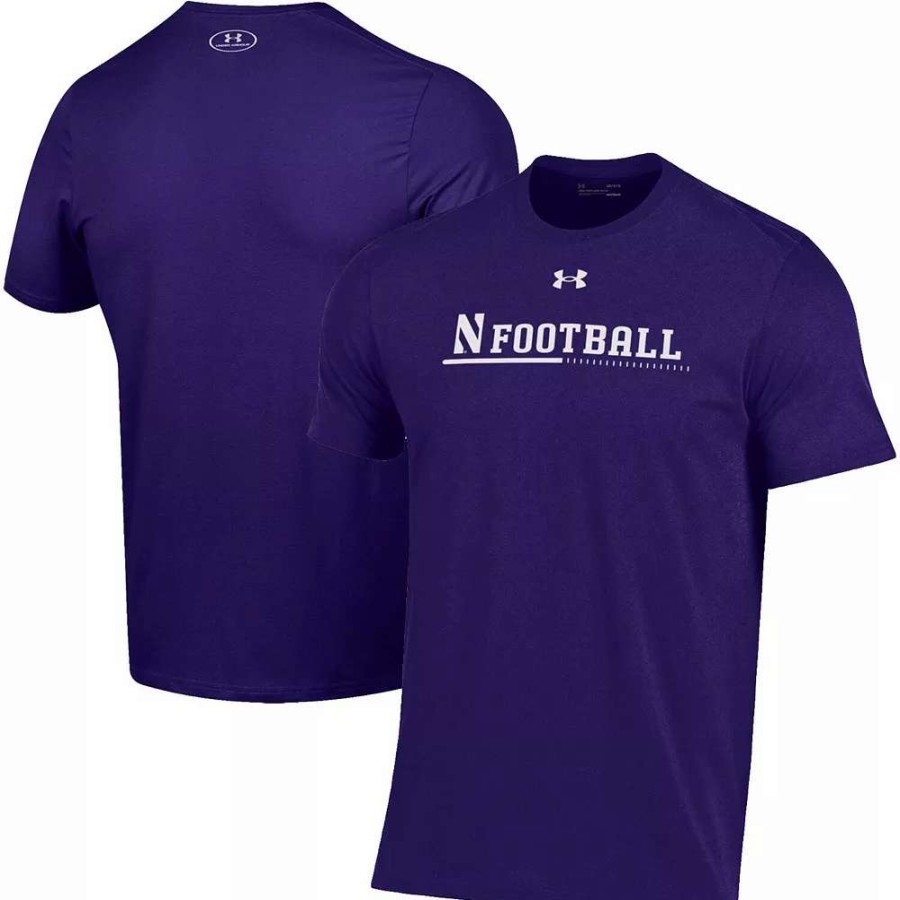 Tops * | Men'S Under Armour Purple Northwestern Wildcats 2022 Sideline Football Performance Cotton T-Shirt