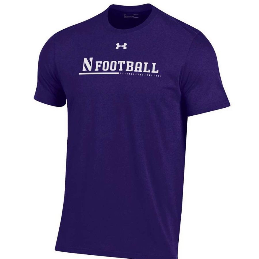 Tops * | Men'S Under Armour Purple Northwestern Wildcats 2022 Sideline Football Performance Cotton T-Shirt