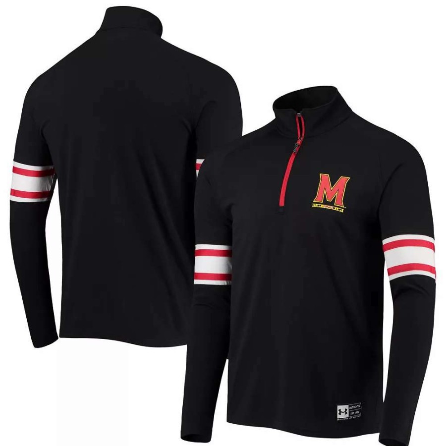 Outerwear * | Men'S Under Armour Black Maryland Terrapins Game Day Quarter-Zip Top