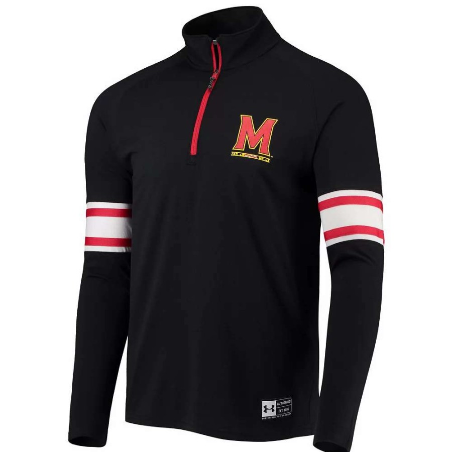 Outerwear * | Men'S Under Armour Black Maryland Terrapins Game Day Quarter-Zip Top