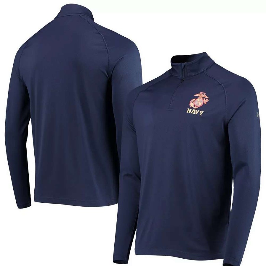 Outerwear * | Men'S Under Armour Navy Navy Midshipmen Rivalry Usmc Team Issue 2.0 Special Game Quarter-Zip Jacket