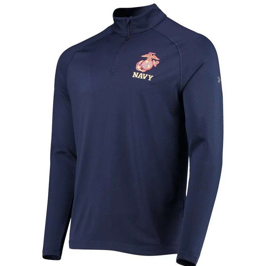 Outerwear * | Men'S Under Armour Navy Navy Midshipmen Rivalry Usmc Team Issue 2.0 Special Game Quarter-Zip Jacket