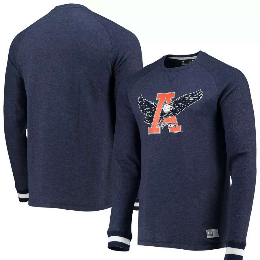 Tops * | Men'S Under Armour Navy Auburn Tigers Game Day Thermal Raglan Pullover Sweatshirt