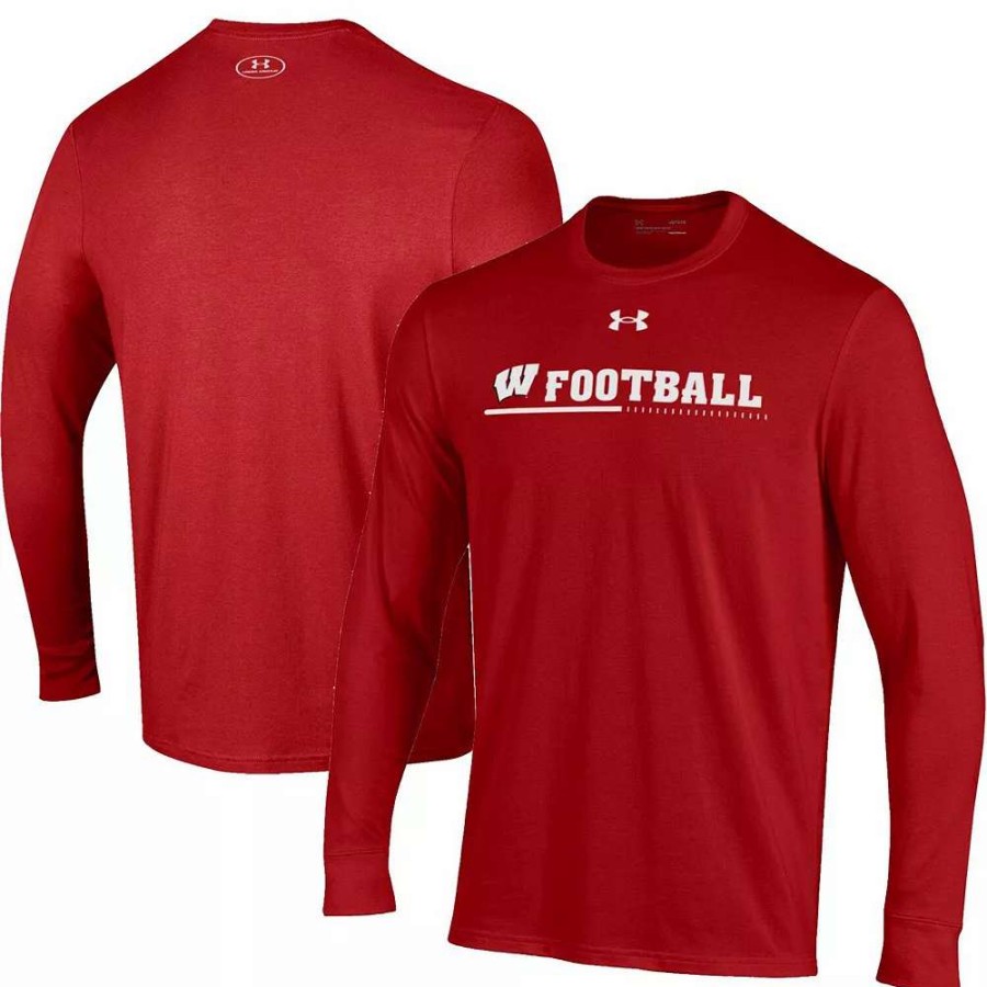 Tops * | Men'S Under Armour Red Wisconsin Badgers 2022 Sideline Football Long Sleeve T-Shirt