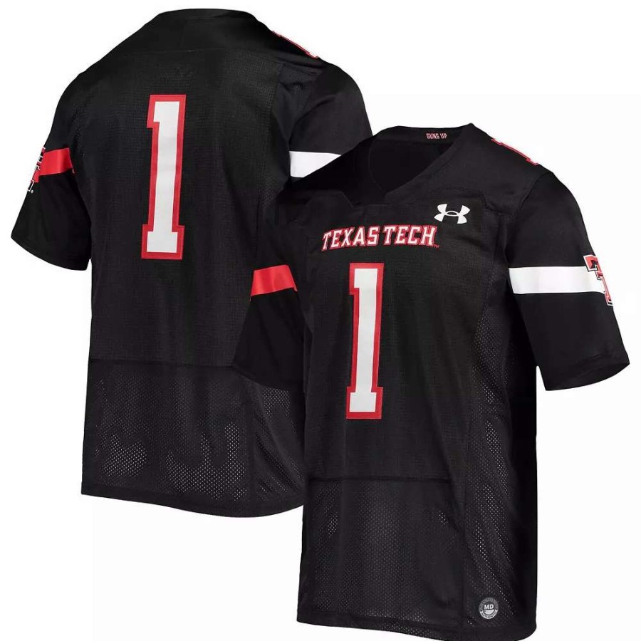 Tops * | Men'S Under Armour #1 Black Texas Tech Red Raiders Team Premier Football Jersey