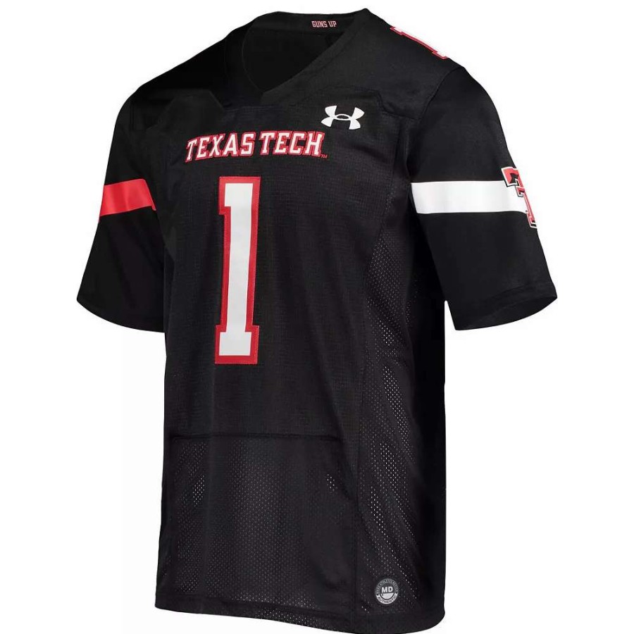 Tops * | Men'S Under Armour #1 Black Texas Tech Red Raiders Team Premier Football Jersey