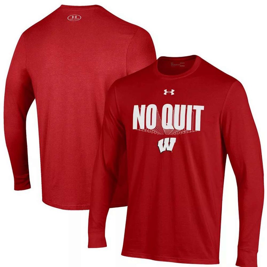 Tops * | Men'S Under Armour Red Wisconsin Badgers Shooter Performance Long Sleeve T-Shirt