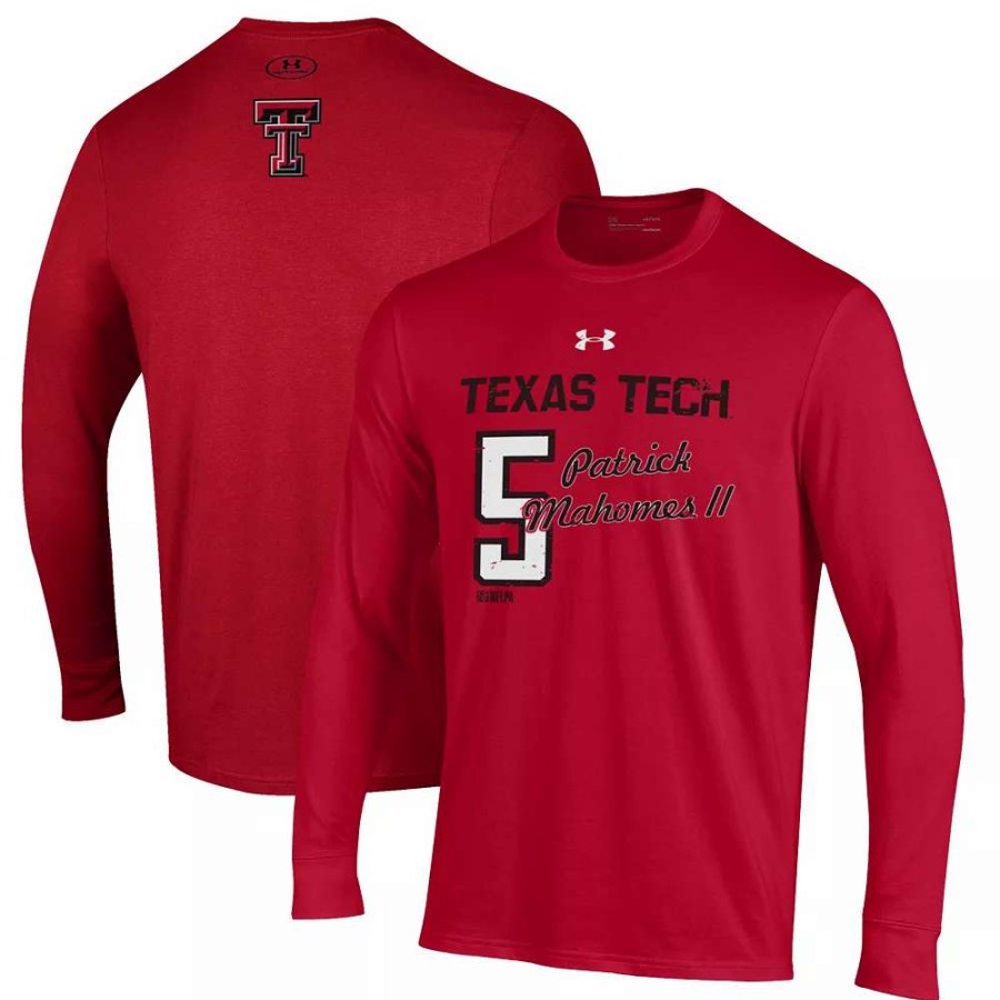 Tops * | Men'S Under Armour Patrick Mahomes Red Texas Tech Red Raiders Performance Cotton Long Sleeve T-Shirt