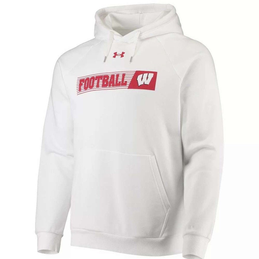 Tops * | Men'S Under Armour White Wisconsin Badgers 2021 Sideline Football All-Day Raglan Pullover Hoodie