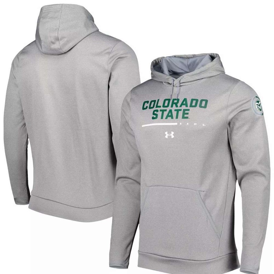 Tops * | Men'S Under Armour Gray Colorado State Rams Wordmark Pullover Hoodie