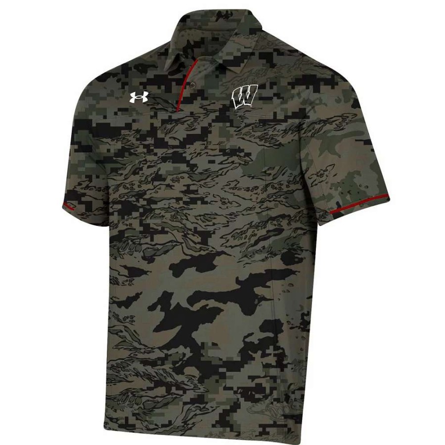 Tops * | Men'S Under Armour Camo Wisconsin Badgers Freedom Polo