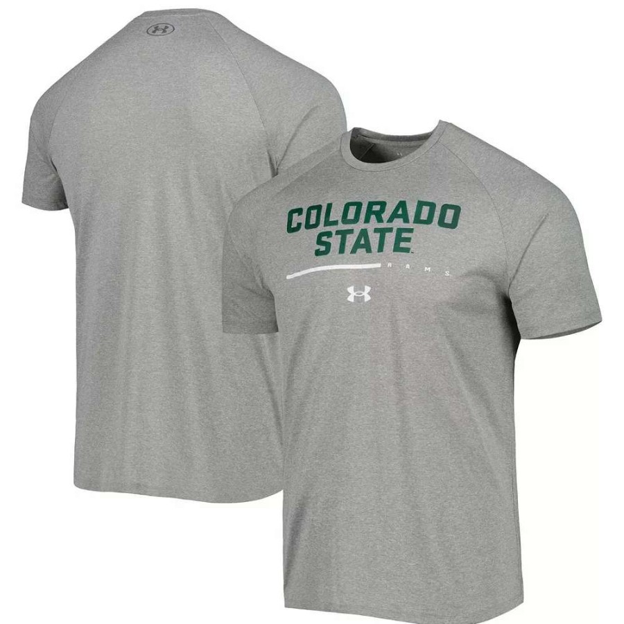 Tops * | Men'S Under Armour Gray Colorado State Rams Tech Performance Raglan T-Shirt