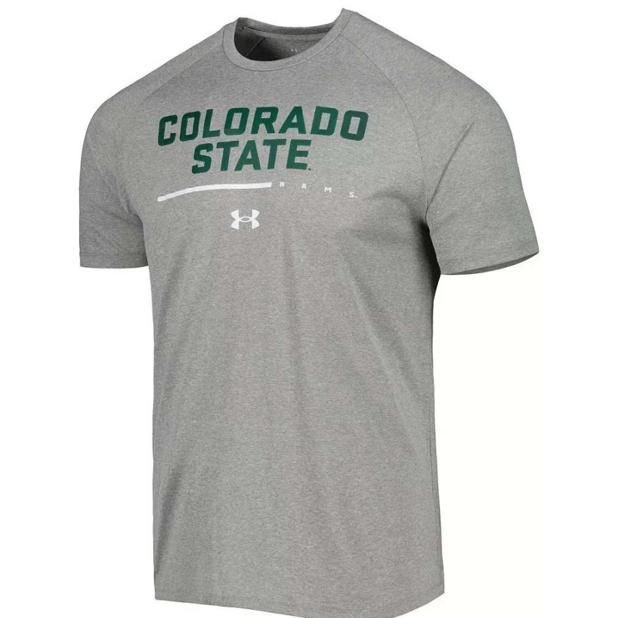 Tops * | Men'S Under Armour Gray Colorado State Rams Tech Performance Raglan T-Shirt