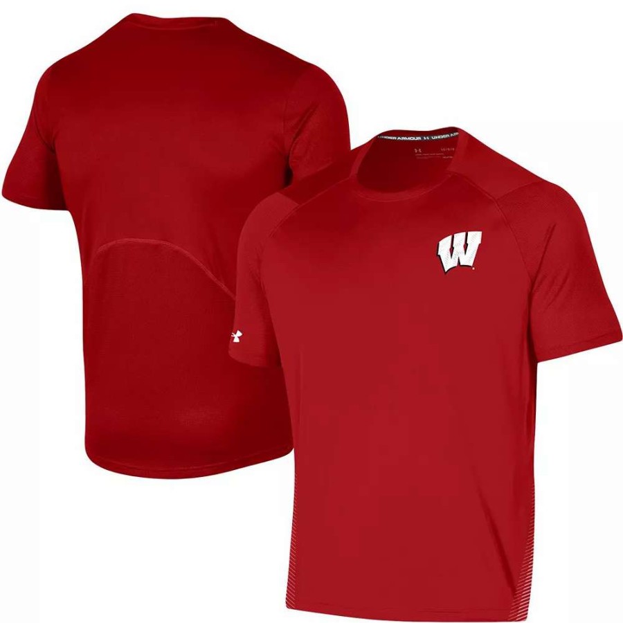 Tops * | Men'S Under Armour Red Wisconsin Badgers 2021 Sideline Training Performance T-Shirt